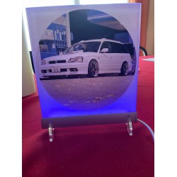 Beleuchtetes  Plexiglasbild mit LED-Sockel 150mm